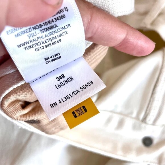 NWT POLO Ralph Lauren Avery Boyfriend Jean In Beaded Ivory Size 34 - Picture 11 of 13